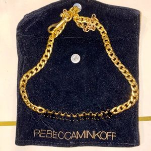 Rebecca Minkoff Gold Necklace with Black Stones